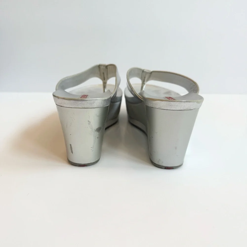 Prada Silver Wedge Sandals Size 36.5 (size 6) - Picture 5 of 10